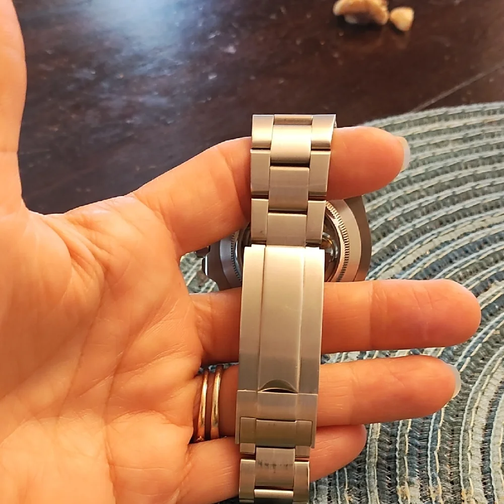 Silver and Blue Stainless Steel Watch